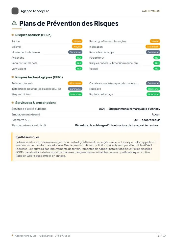 Page 5 de l'avis de valeur
