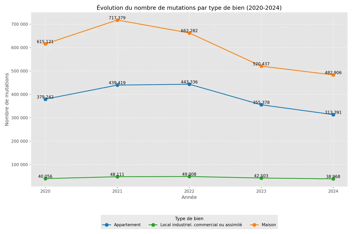 mutations 2020 2024 courbes